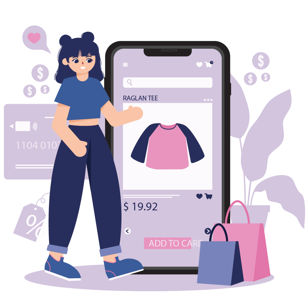 Shopify development strategy illustration with storefront and analytics